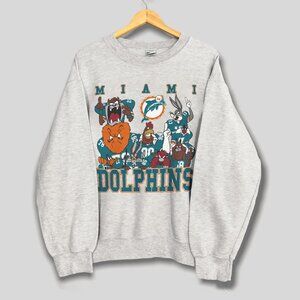 Vintage Miami Dolphins Looney Tunes Football Sweatshirt, Retro 90s NFL Shirt Tee